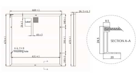ابعاد پنل خورشیدی 60 وات Yingli
